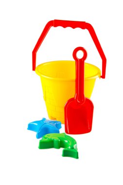 Bebek oyuncak Kepçe, beyaz arka plan üzerinde kürek