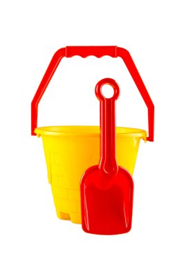 Bebek oyuncak Kepçe, beyaz arka plan üzerinde kürek