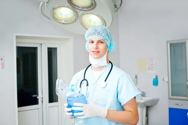 Resuscitation of the newborn, children's anesthesiologist — Stock Photo, Image