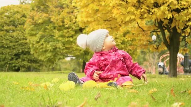 Uma menina pequena no parque — Vídeo de Stock