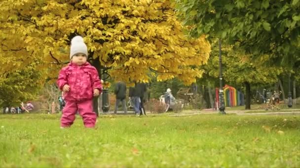 Маленька дівчинка в парку — стокове відео