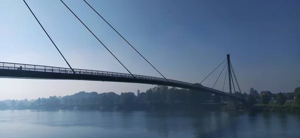 Sremska Mitrovica Szerbia 2021 November Sétáló Híd Száva Folyó Felett — Stock Fotó