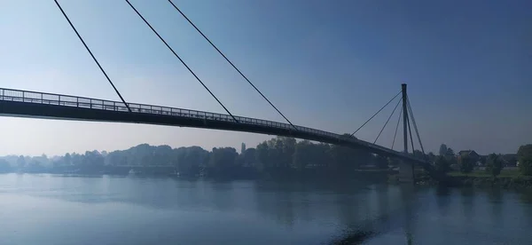 Sremska Mitrovica Szerbia 2021 November Sétáló Híd Száva Folyó Felett — Stock Fotó