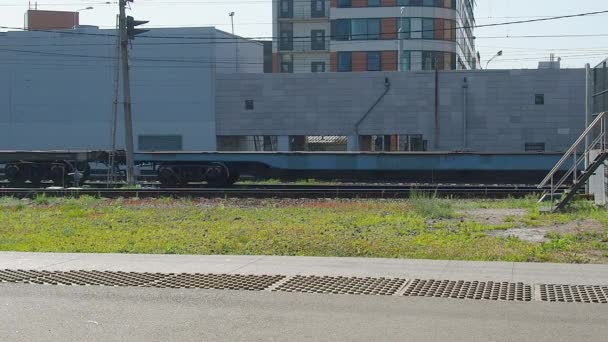 Санкт Петербург Росія Червня 2021 Року Залізничний Транспорт Машини Вантажні — стокове відео