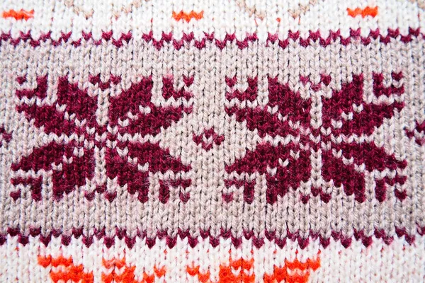 Jacquard Knitted Pattern Geometric Ornament Christmas New Year Knitted Brown — Stock Photo, Image