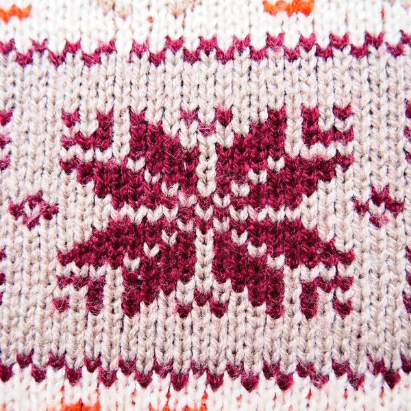 Jacquard Knitted Pattern Geometric Ornament Christmas New Year Knitted Brown — Stock Photo, Image