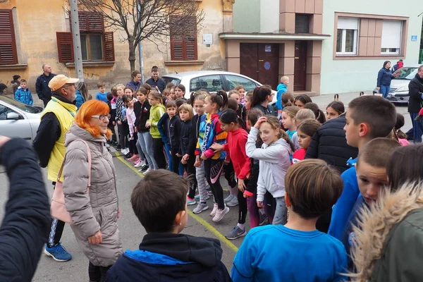 Sremska Mitrovica Serbien November 2021 Sportwettbewerb Für Schulkinder Die Kinder — Stockfoto