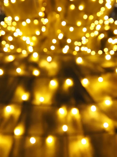 Bokeh Štědrý Večer Krásné Kulaté Bokeh Zvýraznění Zlatá Žlutá Barva — Stock fotografie