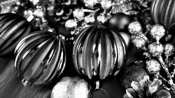 Fond Noël Avec Décorations Noël Boules Vacances Cloches Arcs Noël — Photo