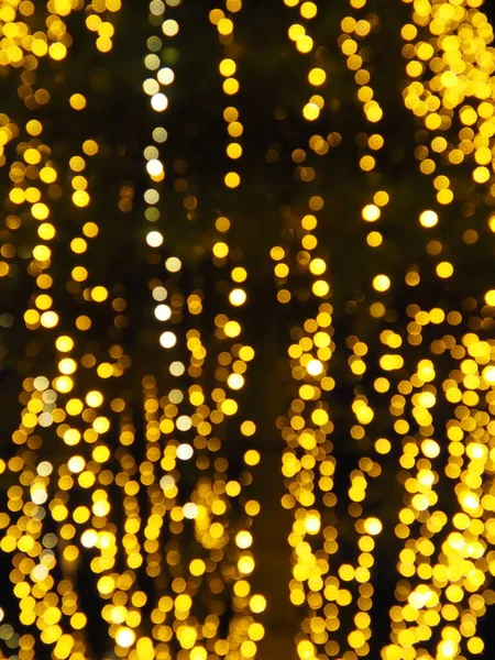 Bokeh Highlights Golden Yellow Color Flashes Dark Festive Background Blurred — Fotografia de Stock