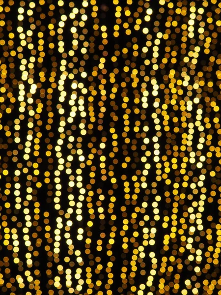 Bokeh Mette Evidenza Colore Dorato Giallo Lampeggia Buio Sfondo Festivo — Foto Stock