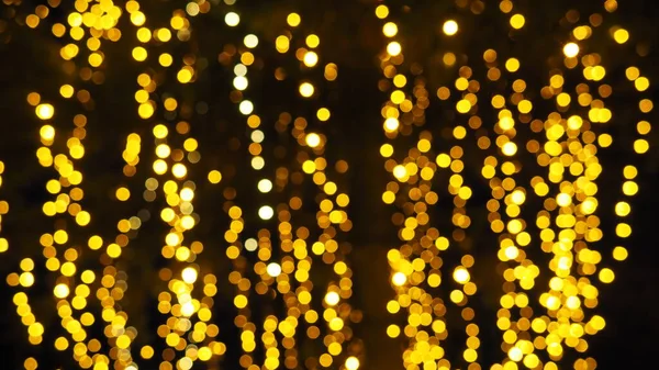 Bokeh Highlights Golden Yellow Color Flashes Dark Festive Background Blurred — Foto Stock