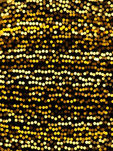 Bokeh Mette Evidenza Colore Dorato Giallo Lampeggia Buio Sfondo Festivo — Foto Stock