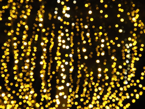 Pasemka Bokeh Złoty Żółty Kolor Miga Ciemności Uroczyste Tło Niewyraźne — Zdjęcie stockowe