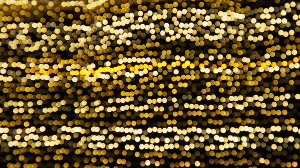 Bokeh Mette Evidenza Colore Dorato Giallo Lampeggia Buio Sfondo Festivo — Foto Stock