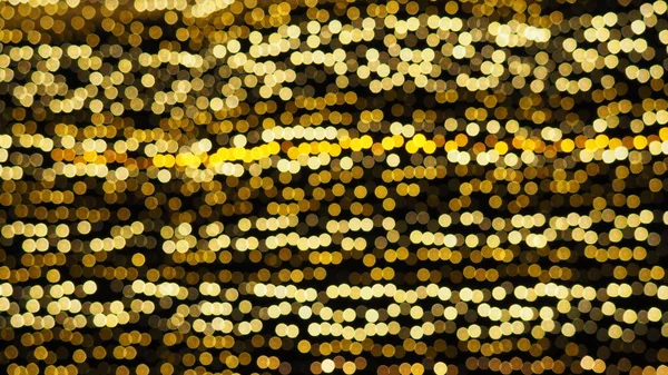 Bokeh Destaca Cor Dourada Amarela Pisca Escuro Fundo Festivo Desfocagem — Fotografia de Stock