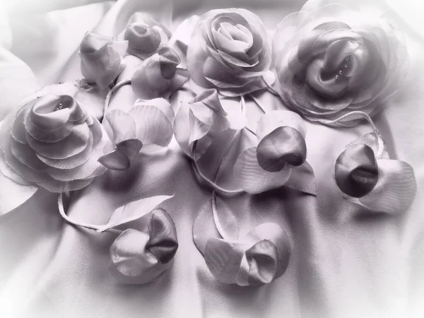 Wedding Flowers Made Fabric Decoration Bride Wedding Dress Vintage Style — Fotografia de Stock