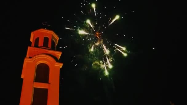 Fireworks Christmas Beautiful Flashes Flashes Fire Fireworks Background Night Sky — Stockvideo