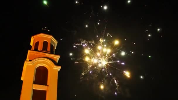 Fireworks Christmas Beautiful Flashes Flashes Fire Fireworks Background Night Sky — Video