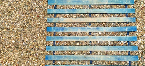 Houten Promenade Het Zand Houten Loopbrug Het Strand Plakken Planken — Stockfoto