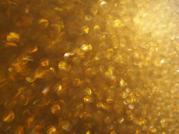 Bokehovo Světlo Zlatých Třpytek Zlatý Třpyt Textury Pozadí Jiskřivý Lesklý — Stock fotografie