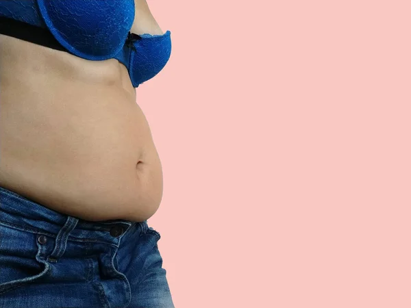 썩었어 지방이 청바지 허리에 과식이나 임신때문에 손상을 당뇨병입니다 건강하지 킬레이트 — 스톡 사진