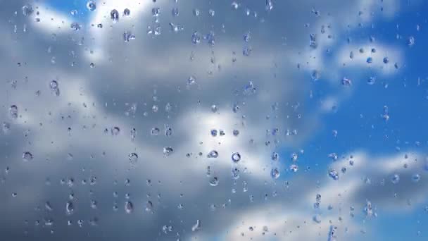Krople Deszczu Spływają Szkle Czas Burzy Minął Miękkie Skupienie Szybko — Wideo stockowe