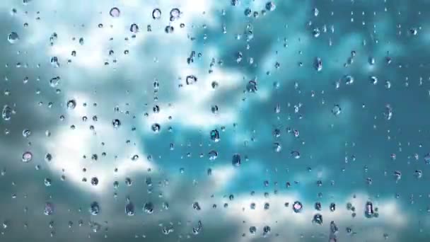 Raindrops Run Glass Storm Wind Time Lapse Soft Focus Fast — ストック動画