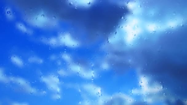 Regendruppels Lopen Door Het Glas Storm Wind Tijd Vervalt Zachte — Stockvideo