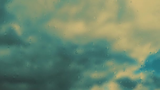 Краплі Спускаються Вниз Склянкою Тривалість Штормового Вітру Який Фокус Швидко — стокове відео