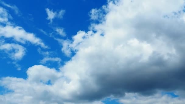 Nubes Movimiento Rápido Contra Cielo Azul Nubosidad Cúmulos Nubes Mueven — Vídeo de stock