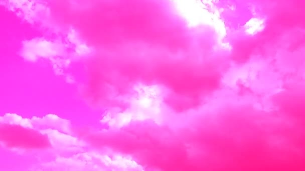 Rosa moln moln himmel rör sig i molnigt himmel. Naturlig bakgrund Molnlandskap HD Time Lapse, Timelapse, Time-lapse. Bakgrund. Abstrakt rosa färg. Kumulus moln rör sig snabbt. Rosa fantasi — Stockvideo