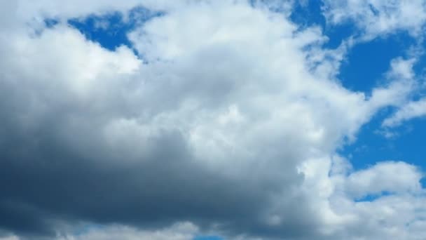 Nuvens em movimento rápido contra um céu azul. Nudez cumulus nuvens se movem cada vez mais baixo e mais rápido no vento. Meteorologia e previsão meteorológica. Problemas ecológicos. Mudança de clima Tempestade vento tempo lapso 4k — Vídeo de Stock