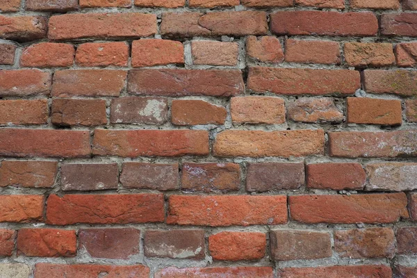 Brick Wall Ancient Fortress Uneven Red Brown Bricks Cement Brick — Fotografie, imagine de stoc