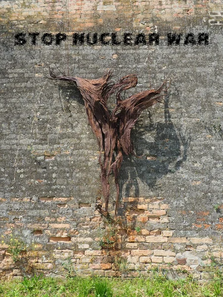 핵전쟁을 멈춰라 전쟁에 비문은 색으로 있습니다 평화를 요구하는 전쟁은 박혔거나 — 스톡 사진