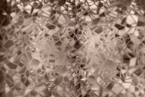 Embossed Glass Background Corrugated Glass Sepia Monochrome Refraction Light Bumpy — Zdjęcie stockowe