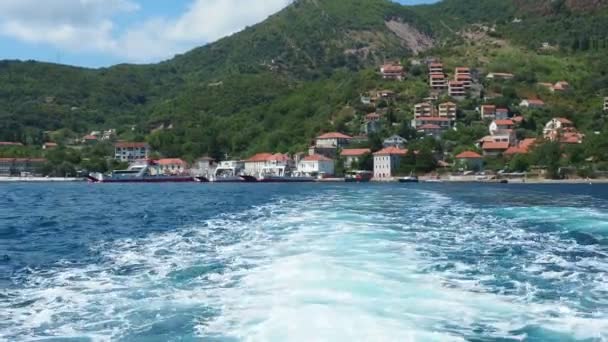 Boka Kotor Adriatic Sea Verige Strait Kamenari Lepetane Ferry Line — Videoclip de stoc