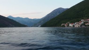 Boka Kotor Adriatic Sea, Verige Strait Kamenari Lepetane Ferry Line Trajekt. Ferryboat for passenger, cargo and vehicles. Tourism and business in Montenegro Maritime transport coastal. August 16 2022