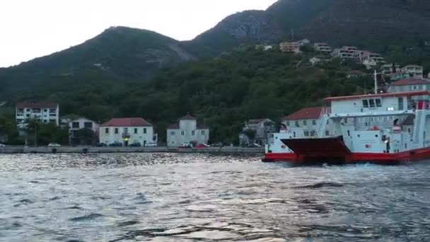 Boka Kotor Adriatic Sea Verige Strait Kamenari Lepetane Ferry Line — Video Stock