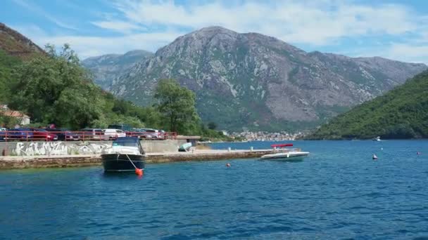 Boka Kotor Adriatic Sea Verige Strait Kamenari Lepetane Ferry Line — Wideo stockowe