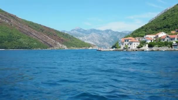 Boka Kotor Adriatic Sea Verige Strait Kamenari Lepetane Ferry Line — Stock videók