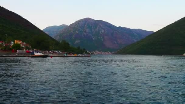 Boka Kotor Adriatic Sea Verige Strait Kamenari Lepetane Ferry Line — Stock video