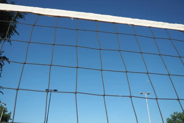 Volleyball Sports Dividing Net Blue Sky Close Outdoor Sports — Stok fotoğraf