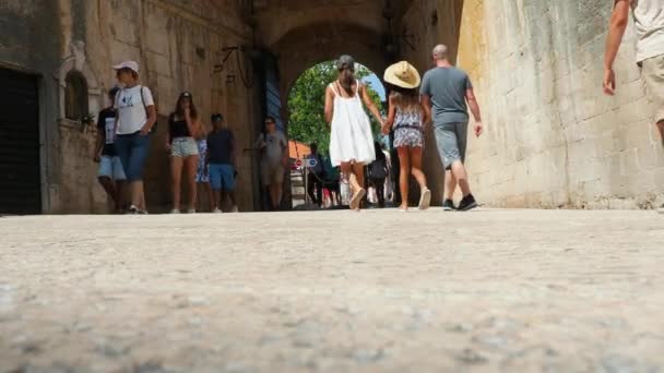 Pile Gate Dubrovnik Croacia Agosto 2022 Gente Los Turistas Van — Vídeos de Stock
