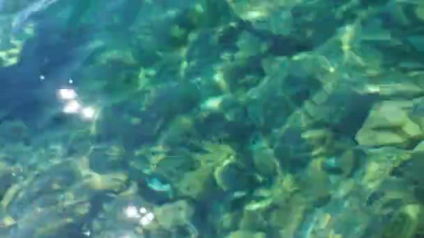 Grön Azure Turkos Blå Transparent Hav Salt Vatten Konsistens Ovanifrån — Stockvideo
