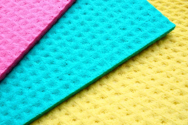 Set Cleaning Wipes Microfiber Cloths Sponges Kitchen Three Multi Colored — Foto de Stock