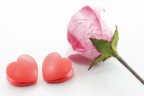 Rosa di carta e cuore — Foto Stock