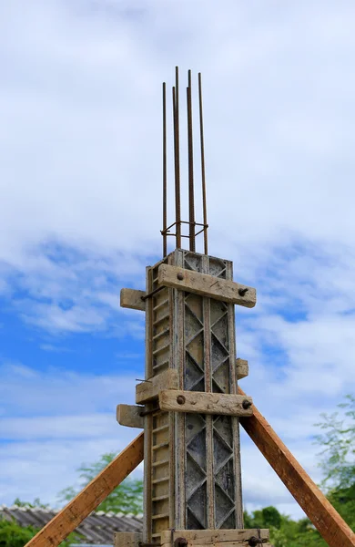 Building cement pillar for home construction — Stock Photo, Image