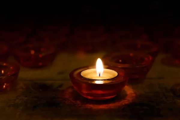 Colorful candles in the glass — Stock Photo, Image