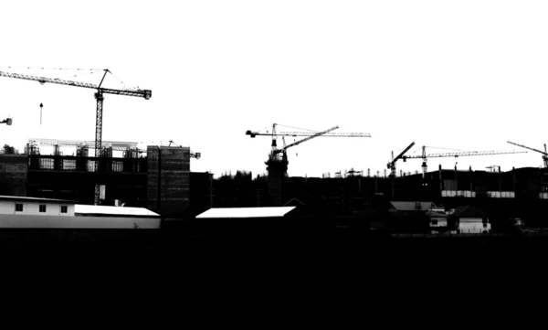 Silhouette crane building — Stock Photo, Image